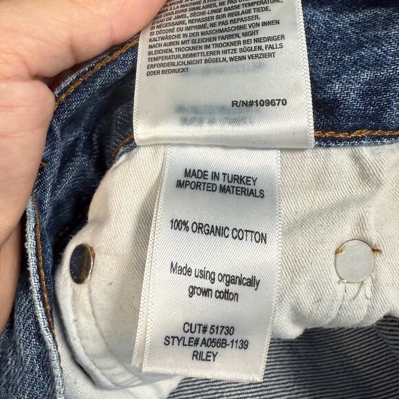 Agolde Riley Jeans Denim Button Fly Raw Hem High Rise Ankle Crop Blue Size 27 - Picture 6 of 7